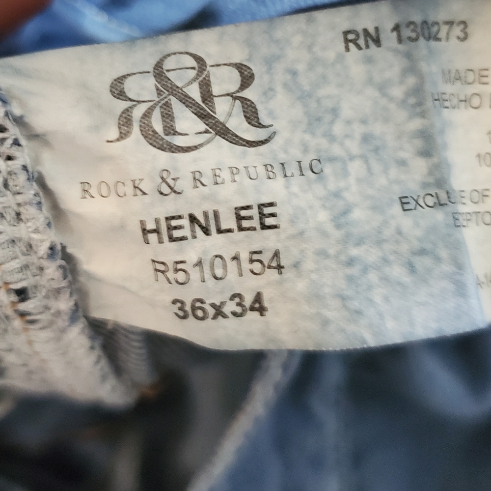 Vintage Rock Republic distressed men's jeans 36/34 Thick stitching and skulls - Picture 6 of 16